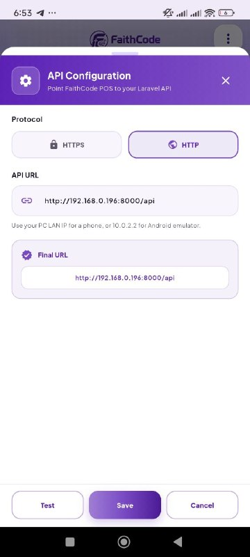 API Configuration with local IP