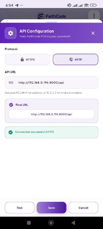 API Configuration connection successful